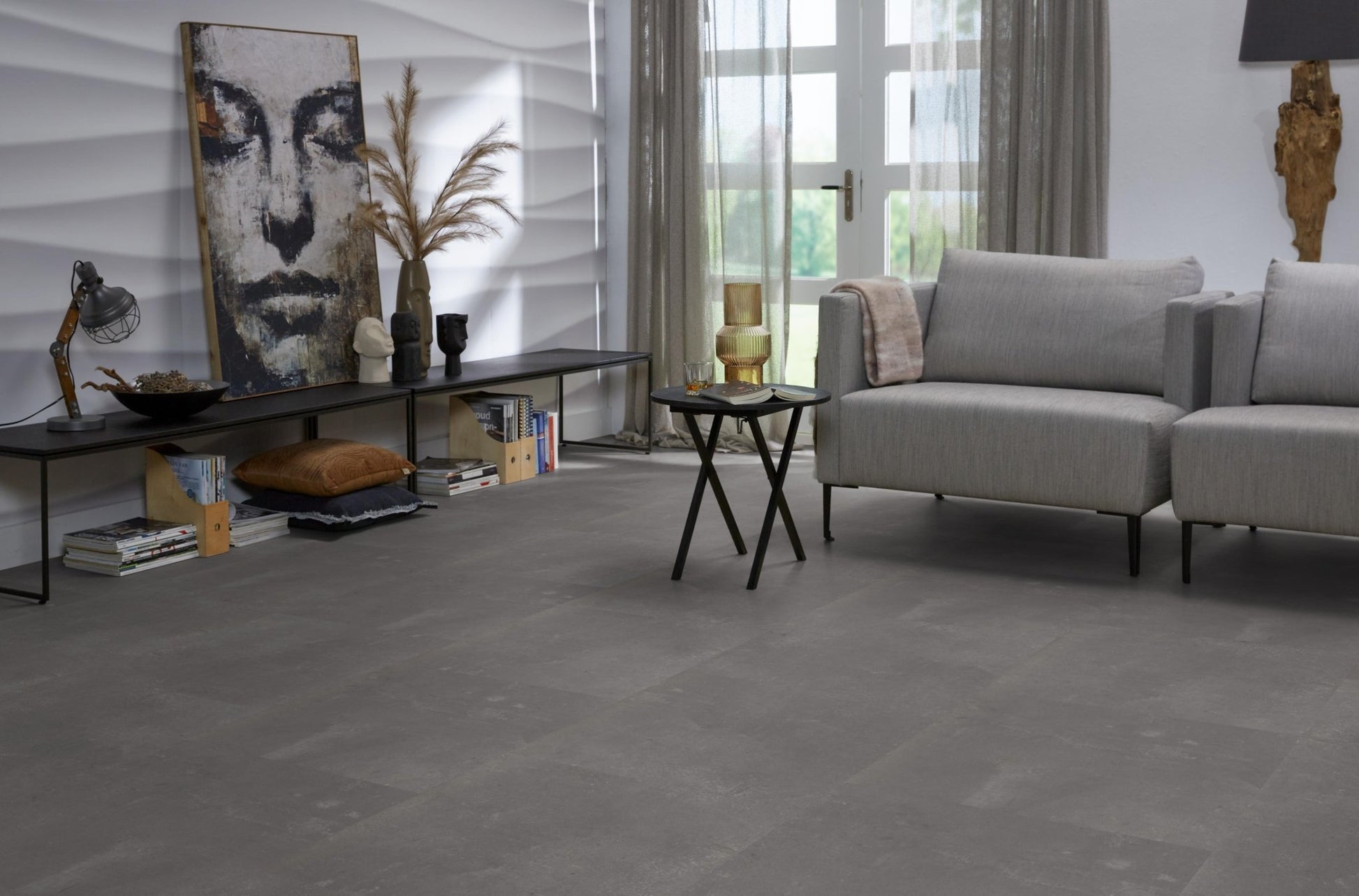 Floorlife Click PVC Tegel Victoria Anthracite 6213 SRC - Vierkant 61x61 cm - Solza.nl