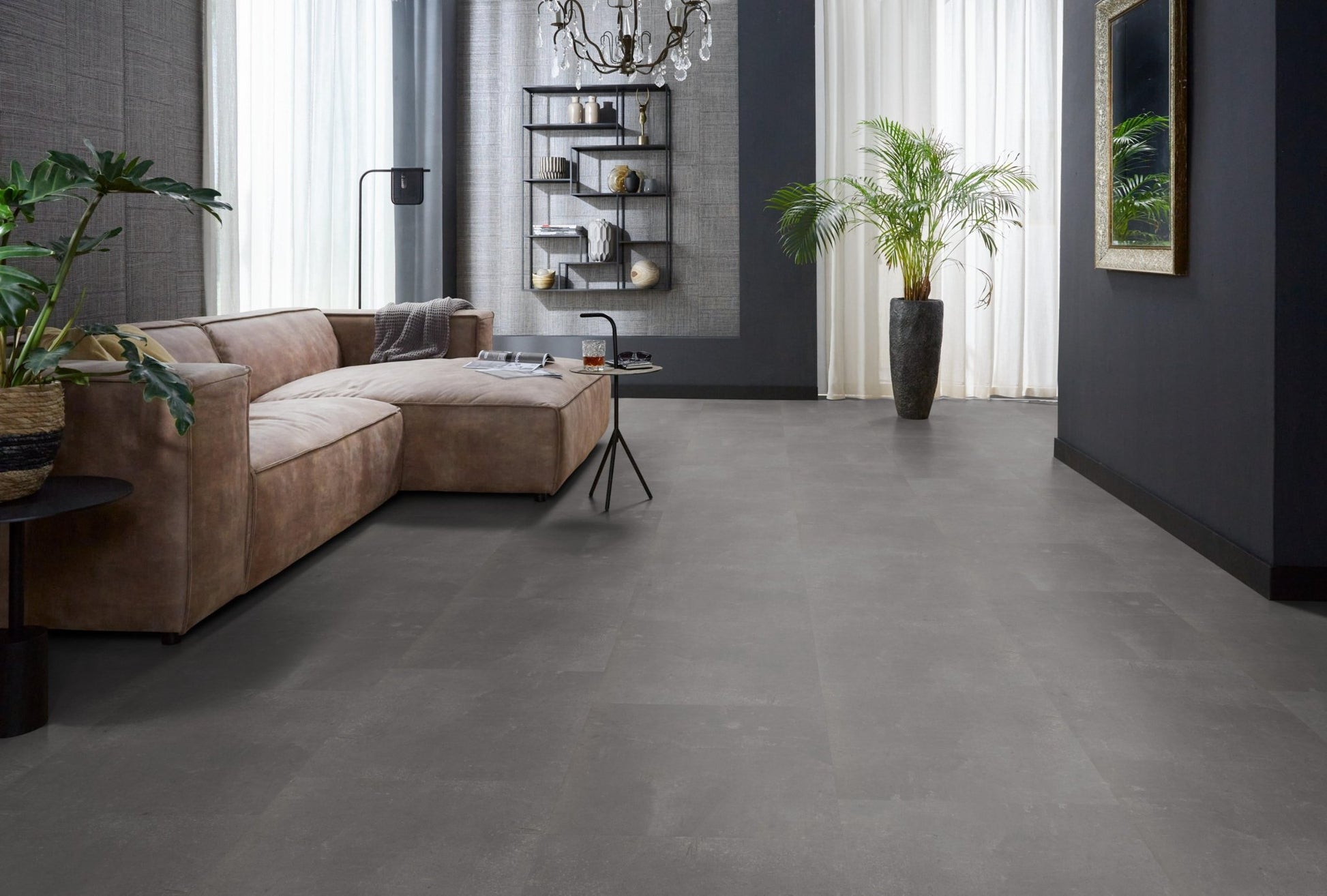 Floorlife Click PVC Tegel Victoria Anthracite 6213 SRC - Vierkant 61x61 cm - Solza.nl