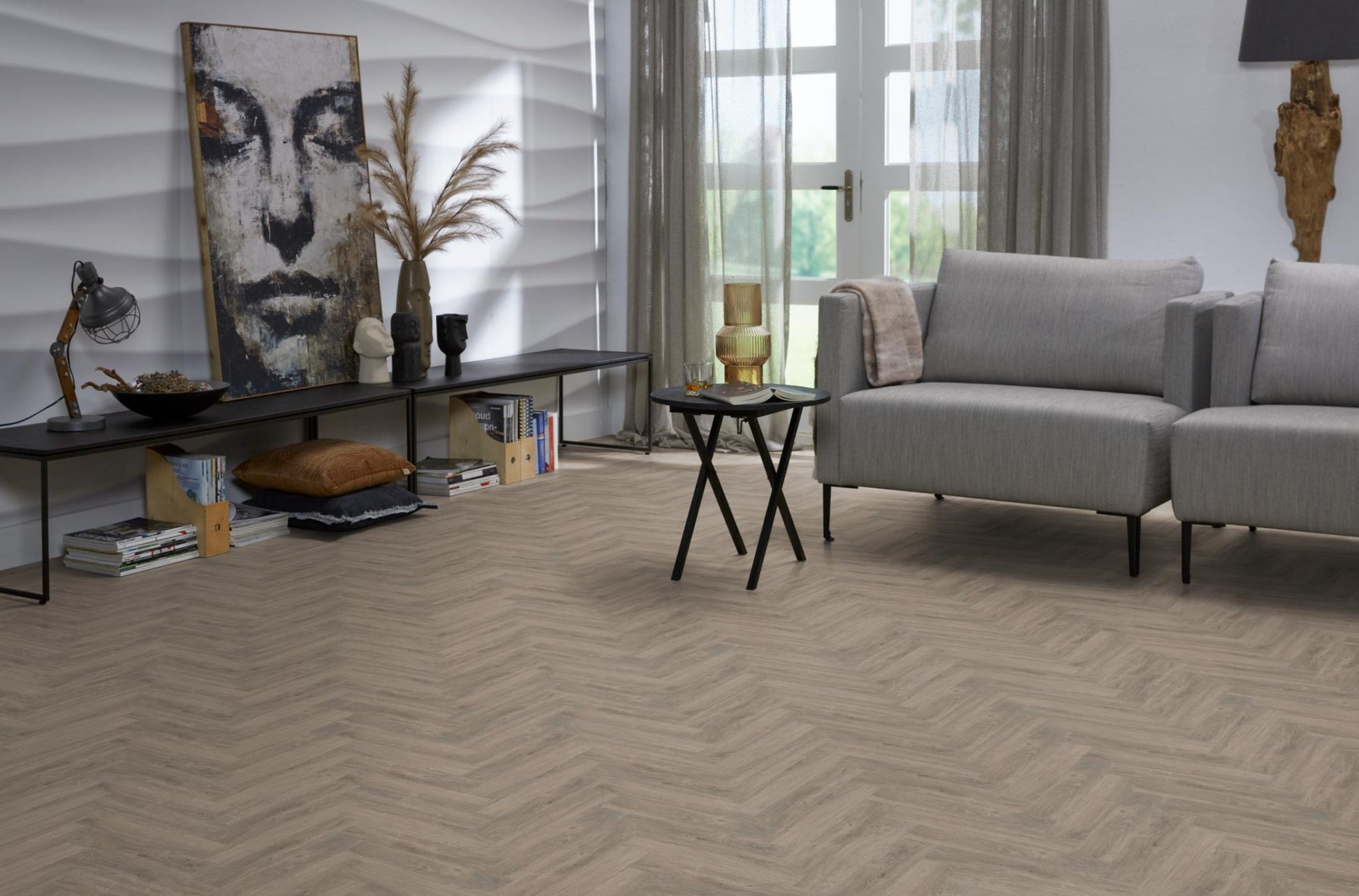 Floorlife Yup Herringbone Parramatta Smoky Dryback PVC - Solza.nl