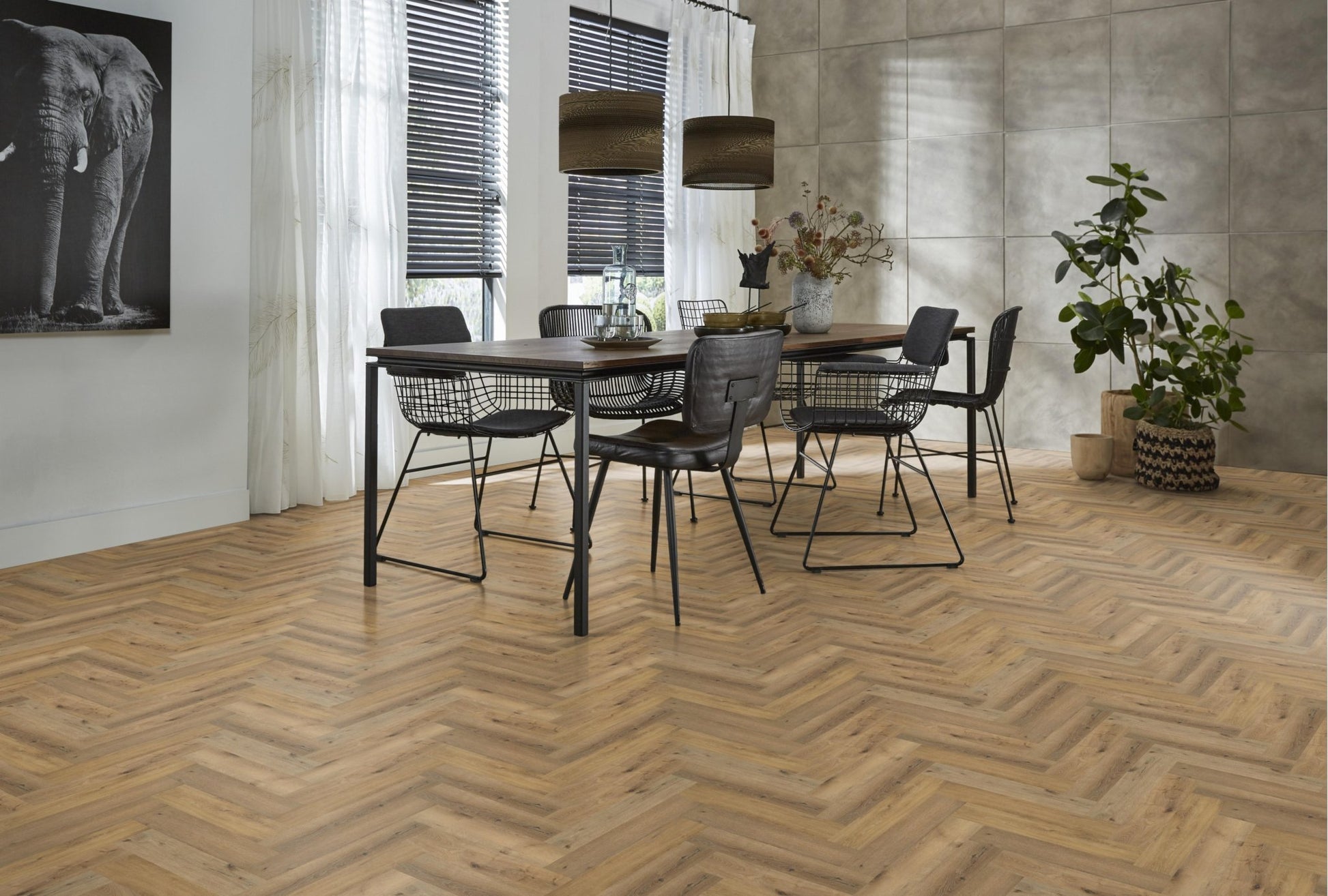 Floorlife Yup Herringbone Sydney Harbour Dark Oak Dryback PVC - Rustiek visgraat - Solza.nl