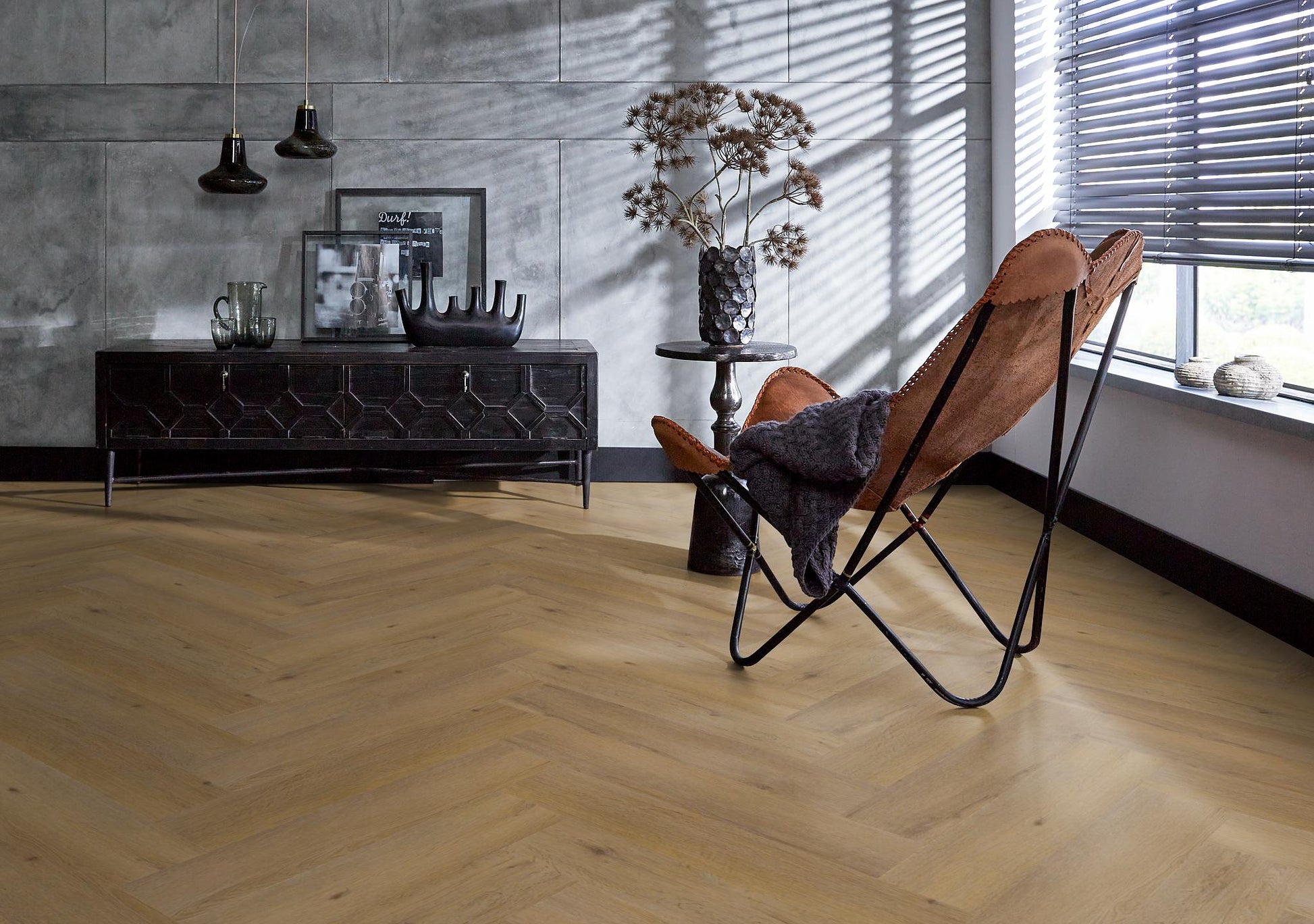 Floorlife Yup Leyton Herringbone Dark Oak Dryback PVC - Solza.nl