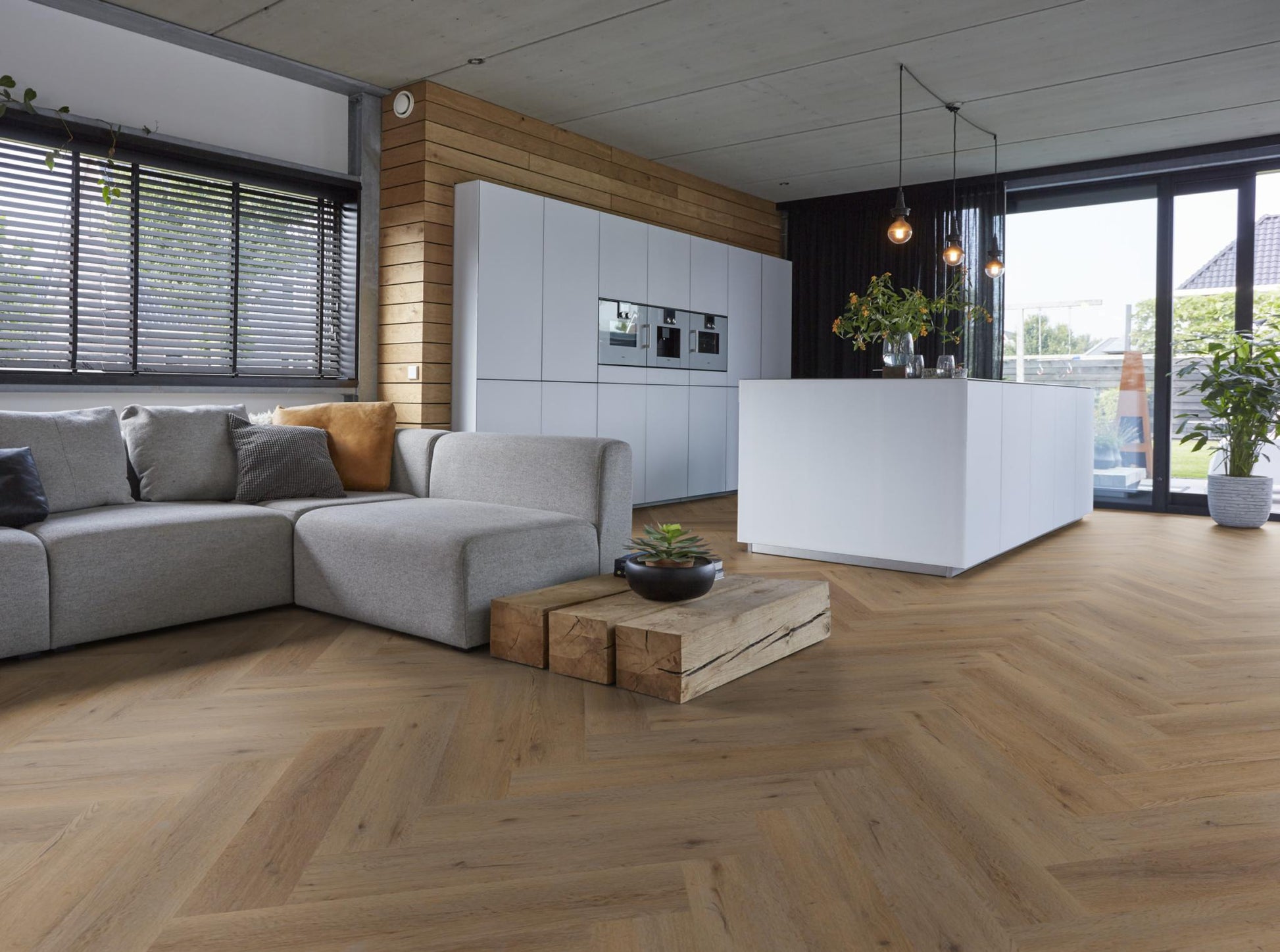 Floorlife Yup Leyton Herringbone Smoky Dryback PVC - Solza.nl