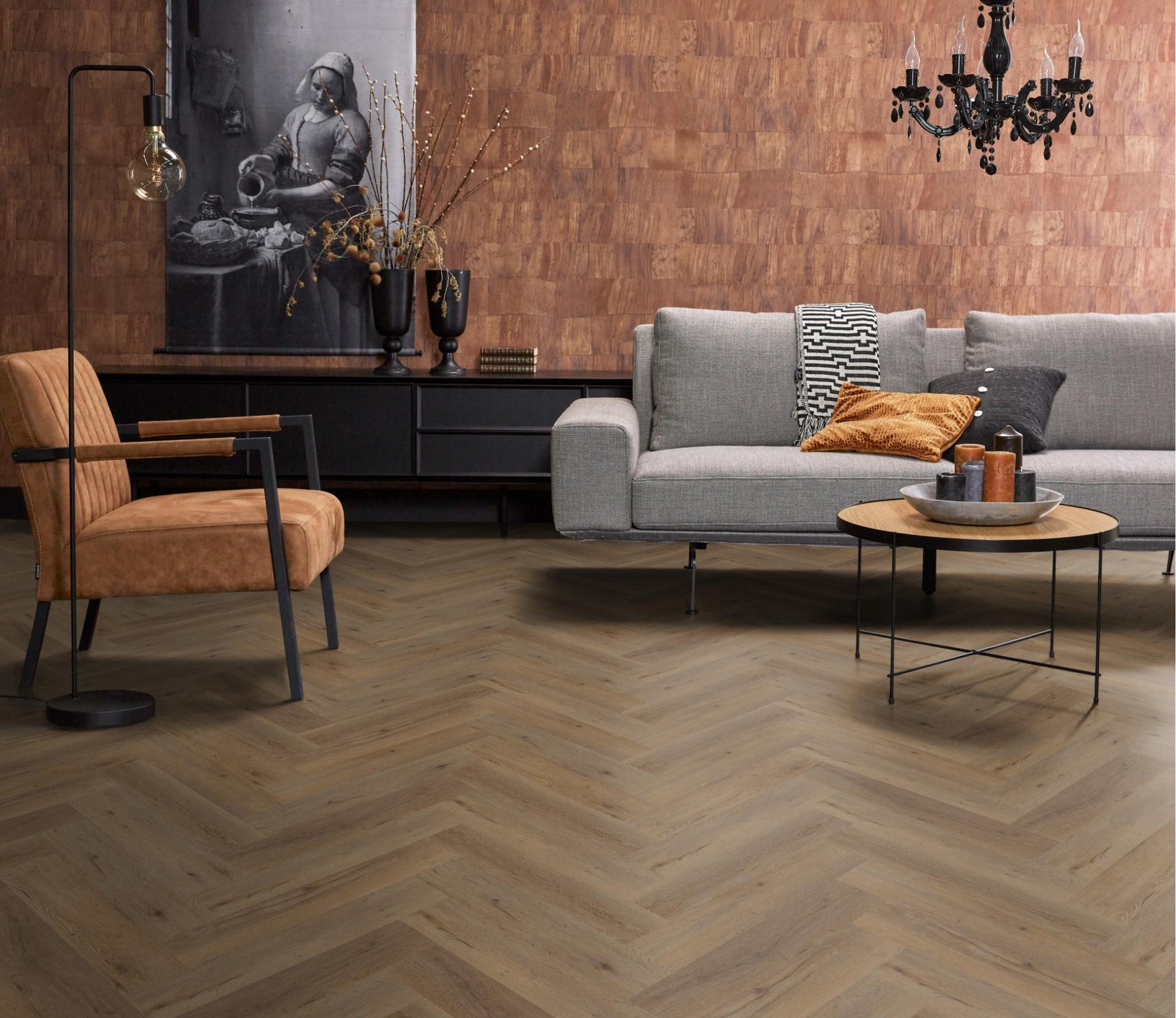 Floorlife Yup Leyton Herringbone Smoky Dryback PVC - Solza.nl