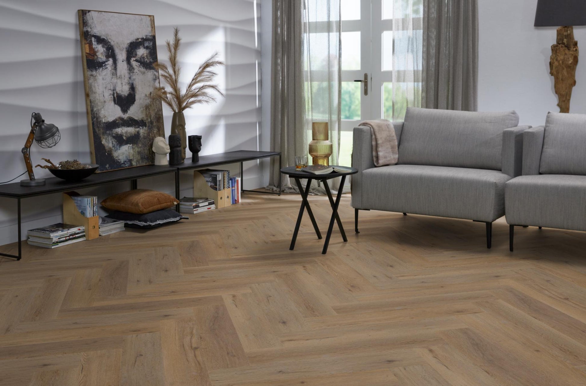 Floorlife Yup Leyton Herringbone Smoky Dryback PVC - Solza.nl