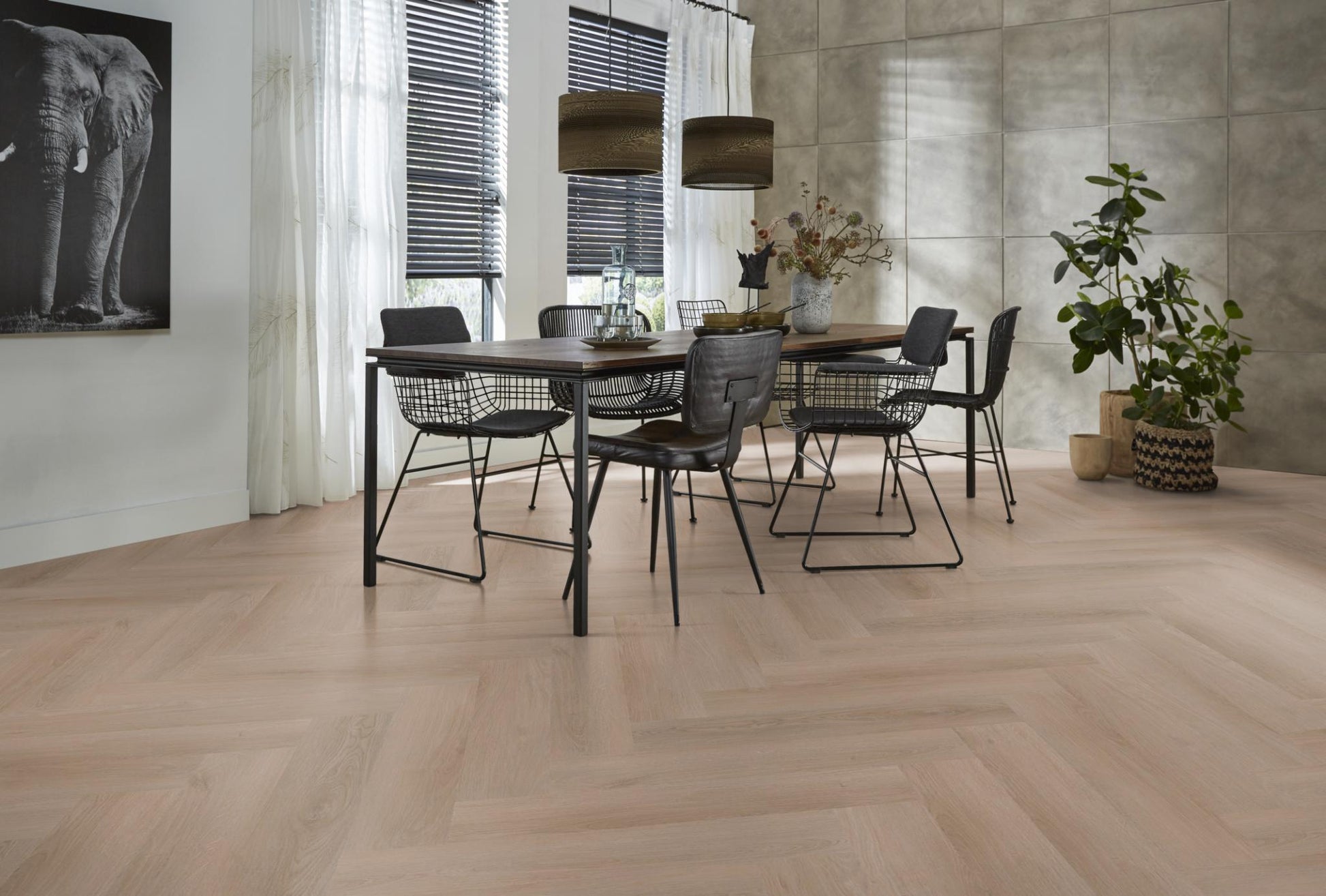 Floorlife Yup Merton Herringbone Dark Oak Dryback PVC - Solza.nl