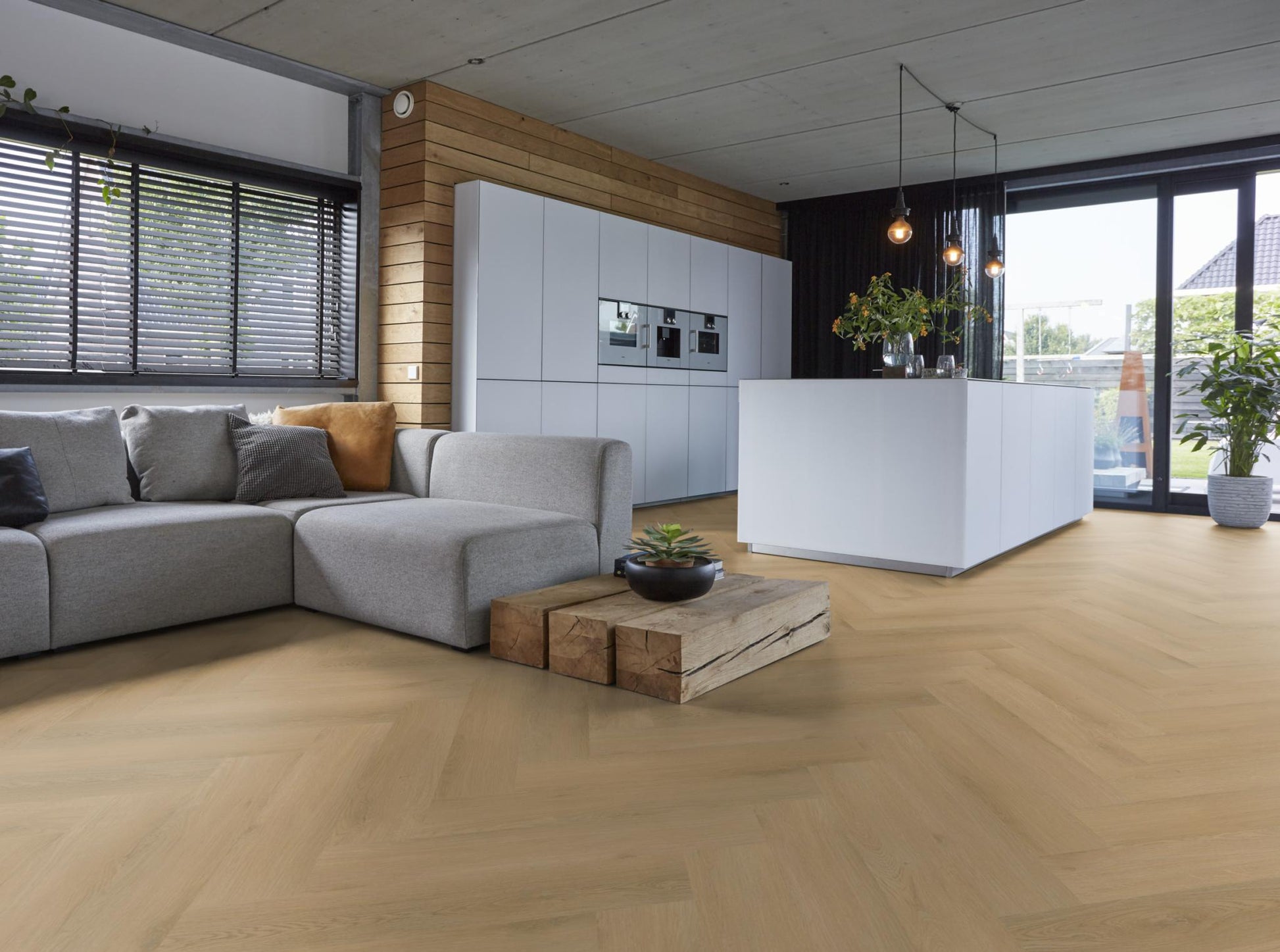 Floorlife Yup Merton Herringbone Light Oak Dryback PVC - Warme kleur - Solza.nl