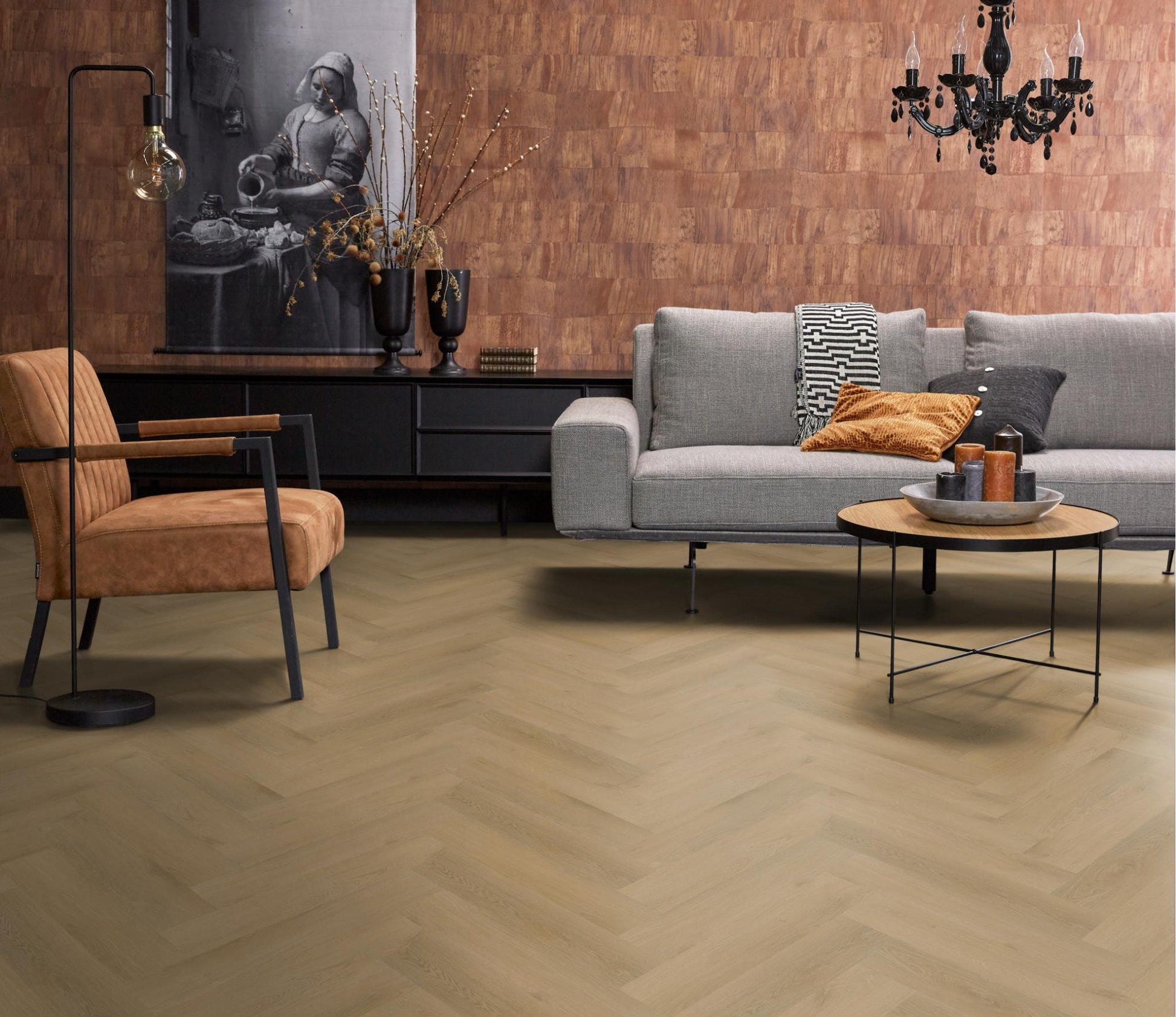 Floorlife Yup Merton Herringbone Light Oak Dryback PVC - Warme kleur - Solza.nl