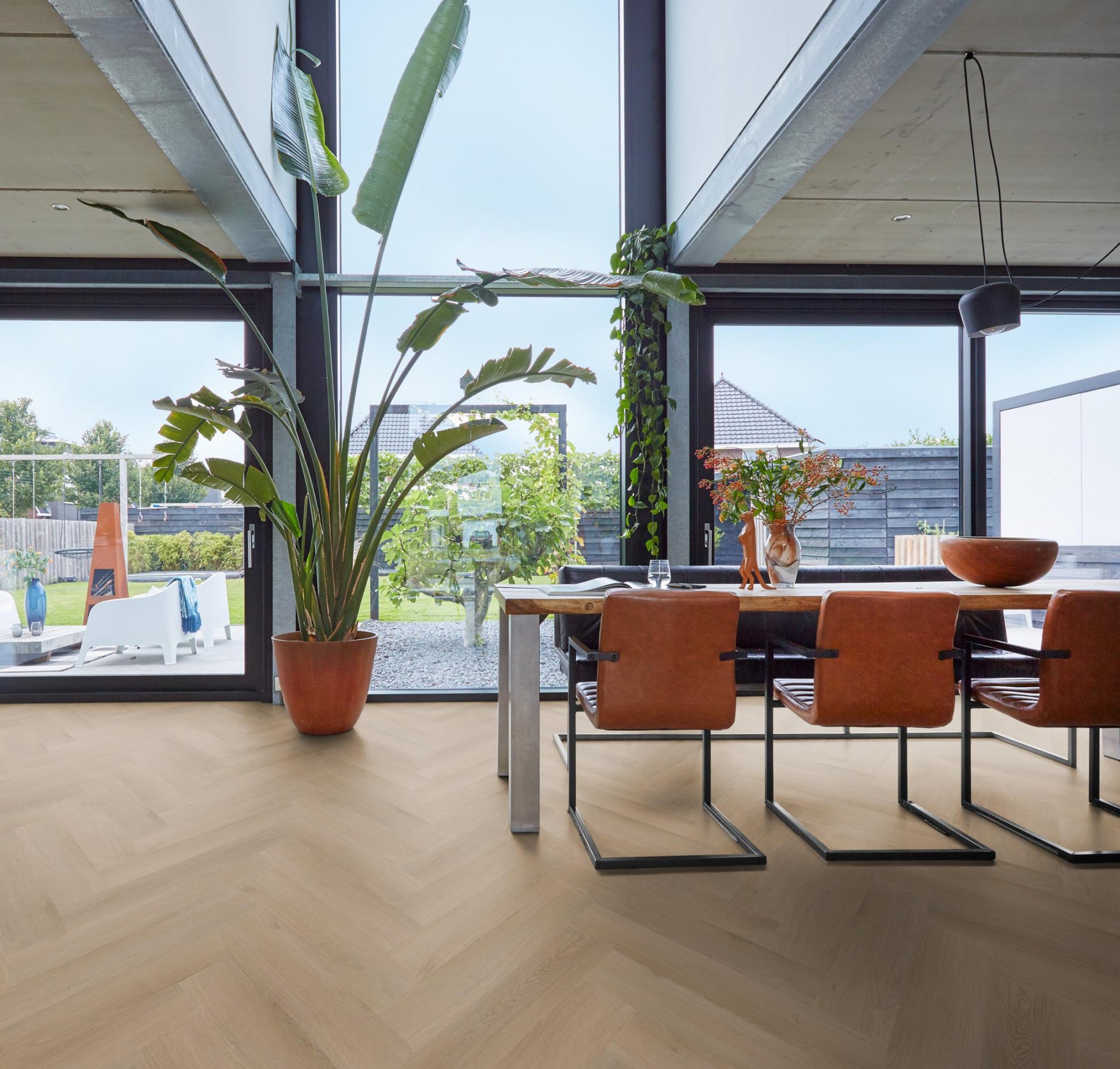 Floorlife Yup Merton Herringbone Natural Oak Dryback PVC - Solza.nl