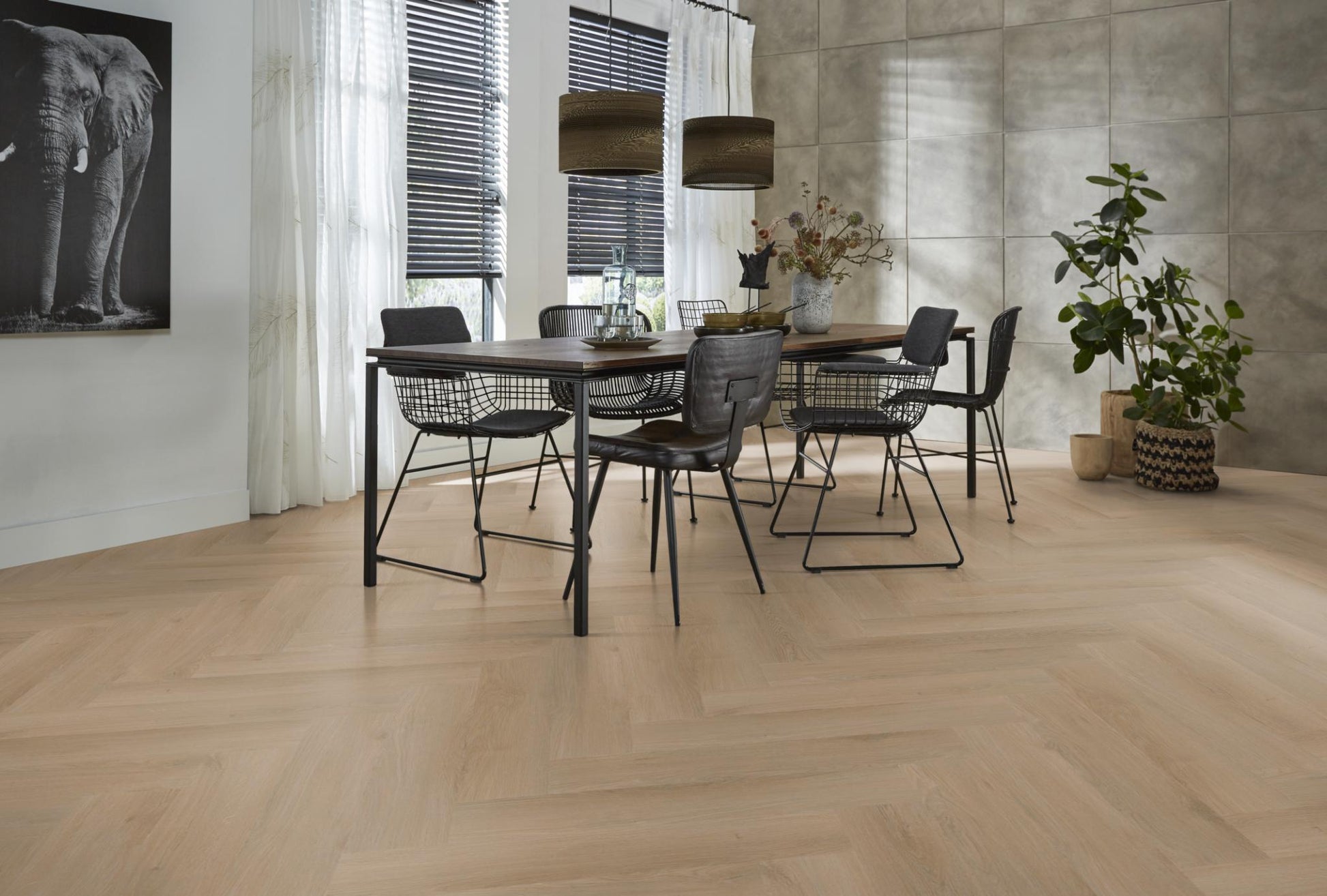 Floorlife Yup Merton Herringbone Natural Oak Dryback PVC - Solza.nl