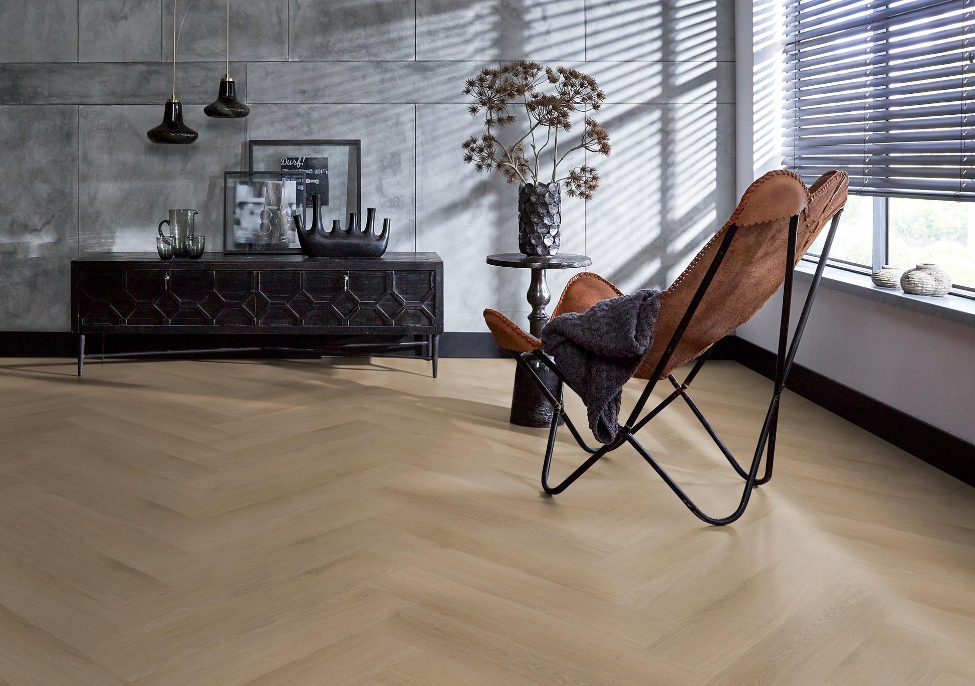 Floorlife Yup Merton Herringbone Natural Oak Dryback PVC - Solza.nl