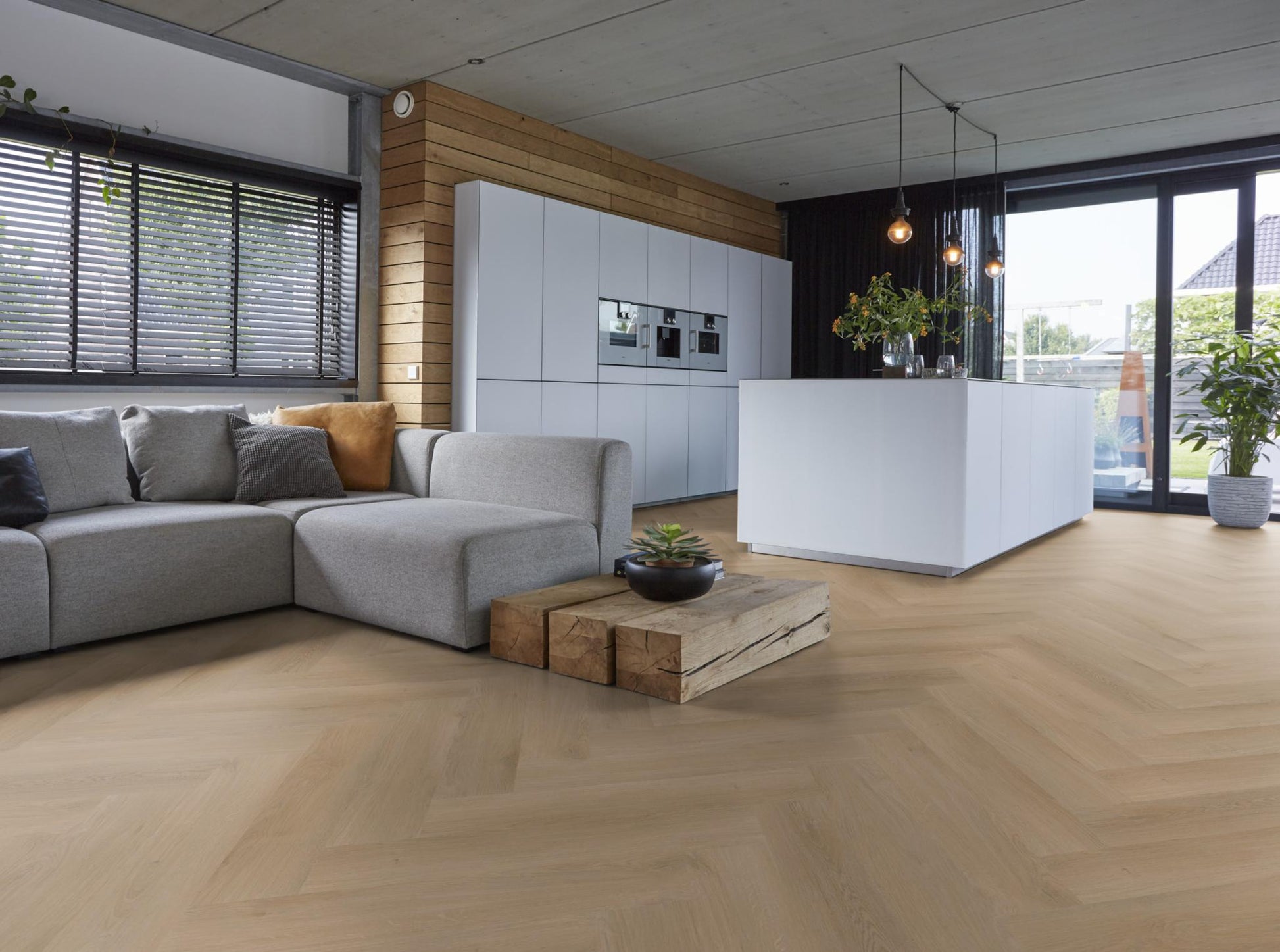 Floorlife Yup Merton Herringbone Natural Oak Dryback PVC - Solza.nl